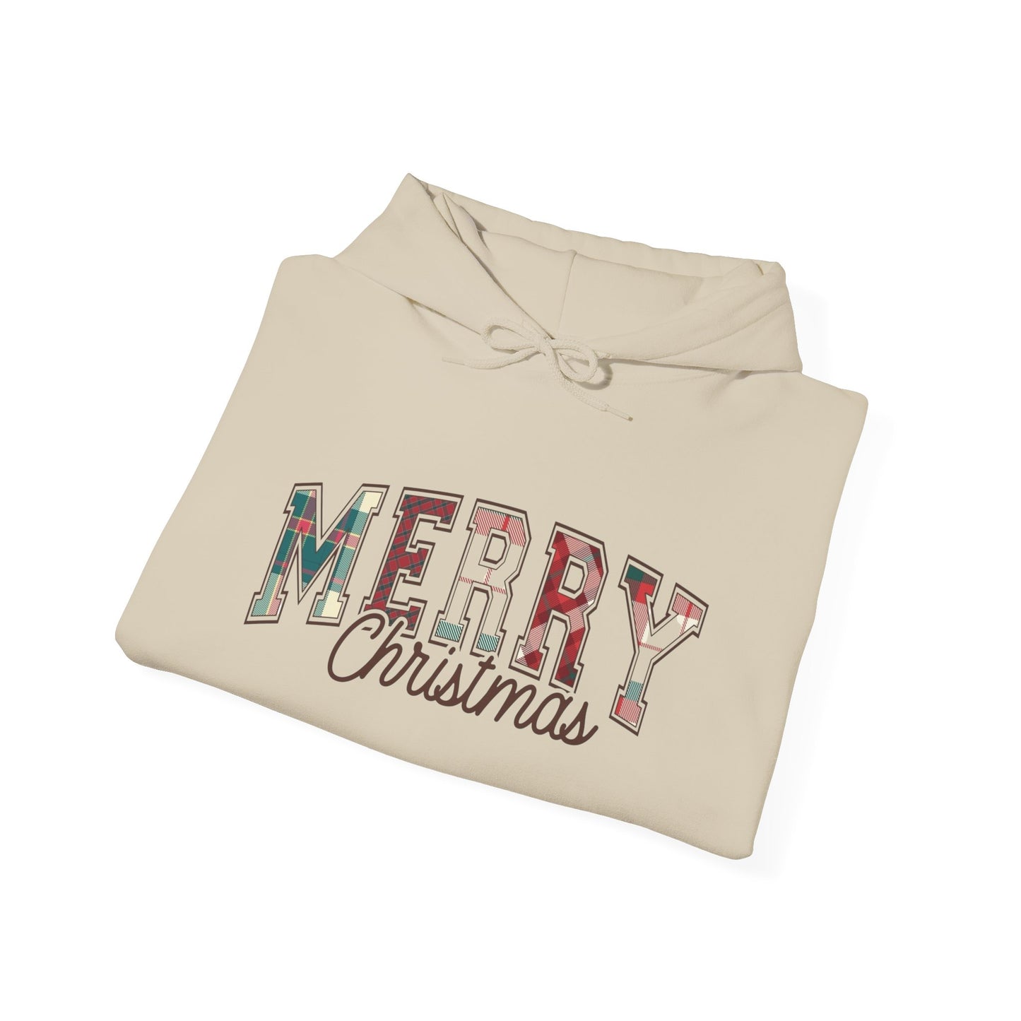 Plaid Merry Christmas Graphic Hoodie Unisex Heavy Blend™ Hooded Sweatshirt