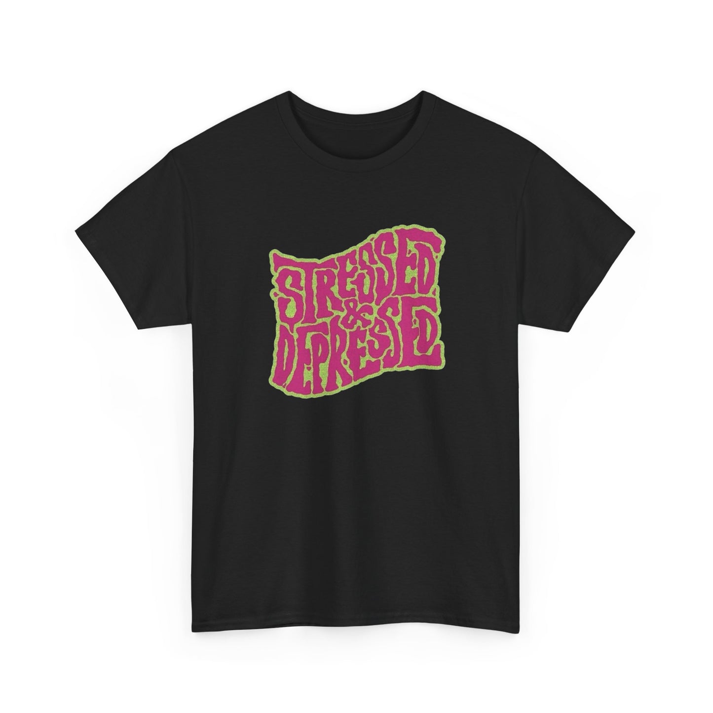 Stressed And Depressed Graphic T-Shirt Unisex Comfy Heavy Cotton Tee