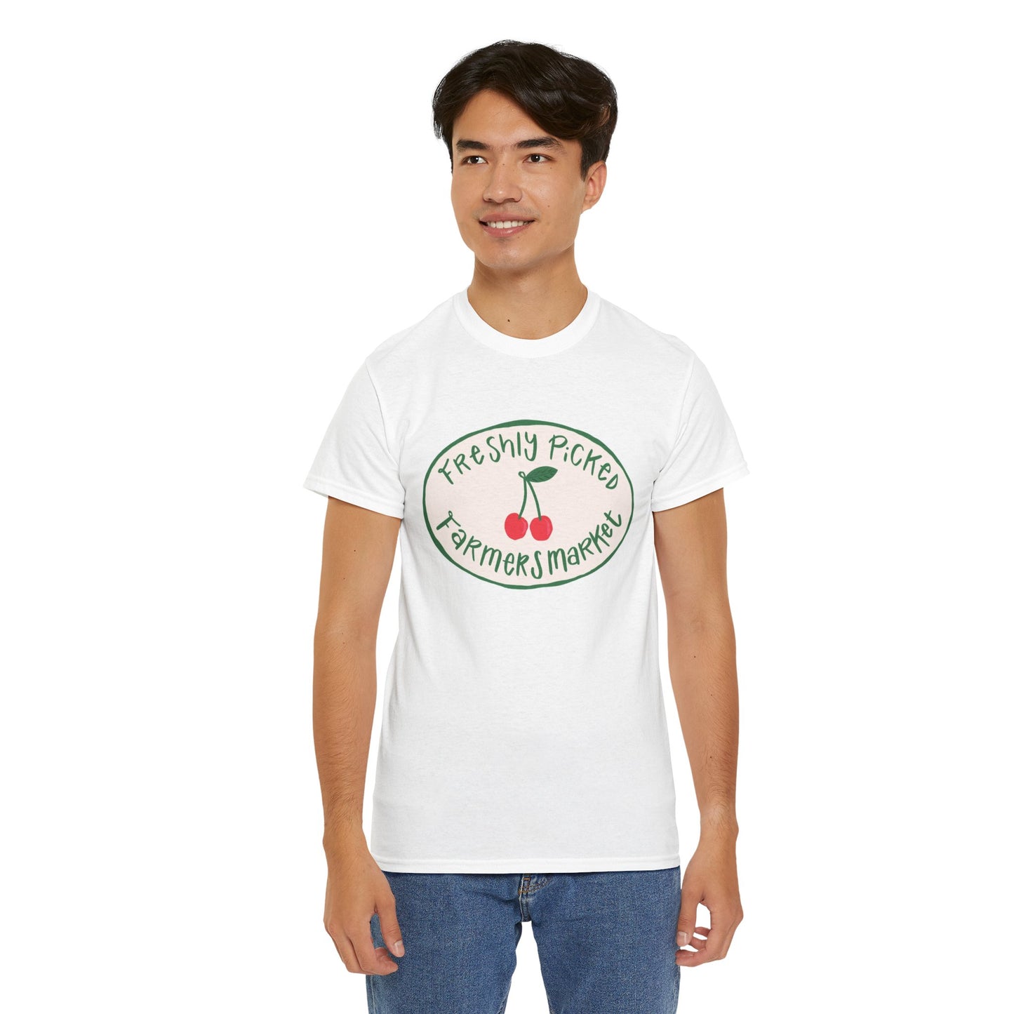 Freshly Picked Farmers Market Graphic T Shirt Retro Men's Heavy Cotton Tee