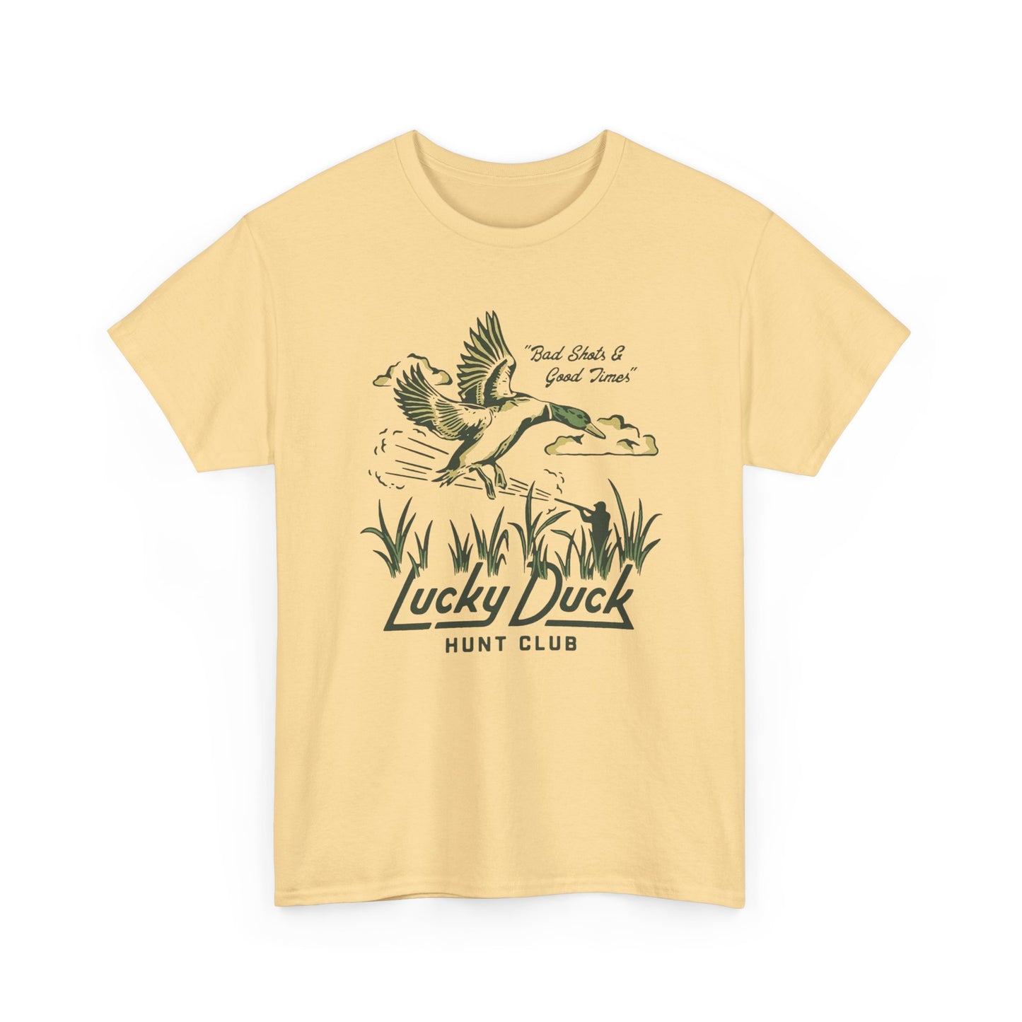 Lucky Duck Hunting Club Graphic T Shirt Unisex Heavy Cotton Tee