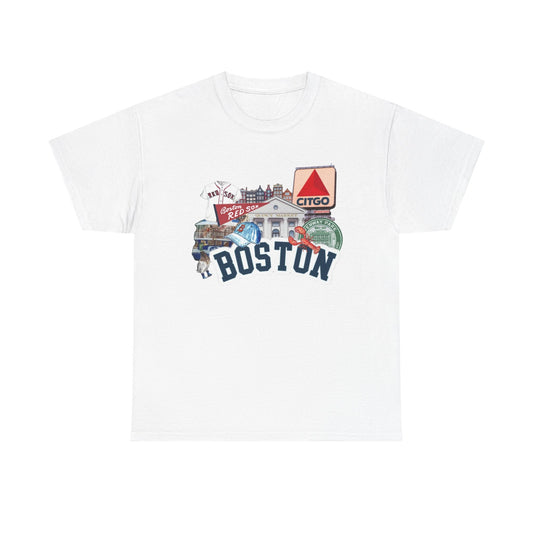 Boston Landmarks Graphic T Shirt NEW GIFT Unisex Heavy Cotton Tee