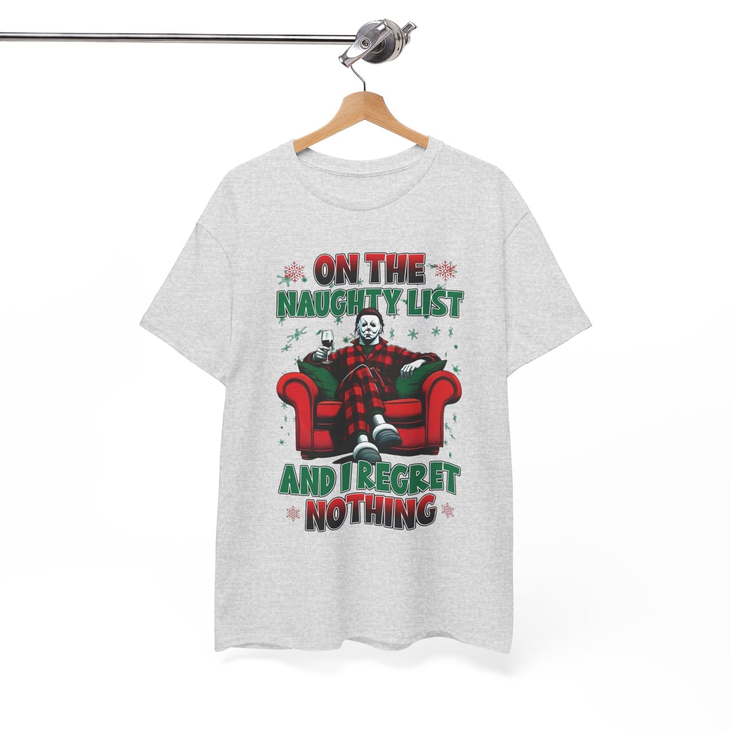 On The Naughty List Funny Christmas Graphic T Shirt NEW ADULT Tee