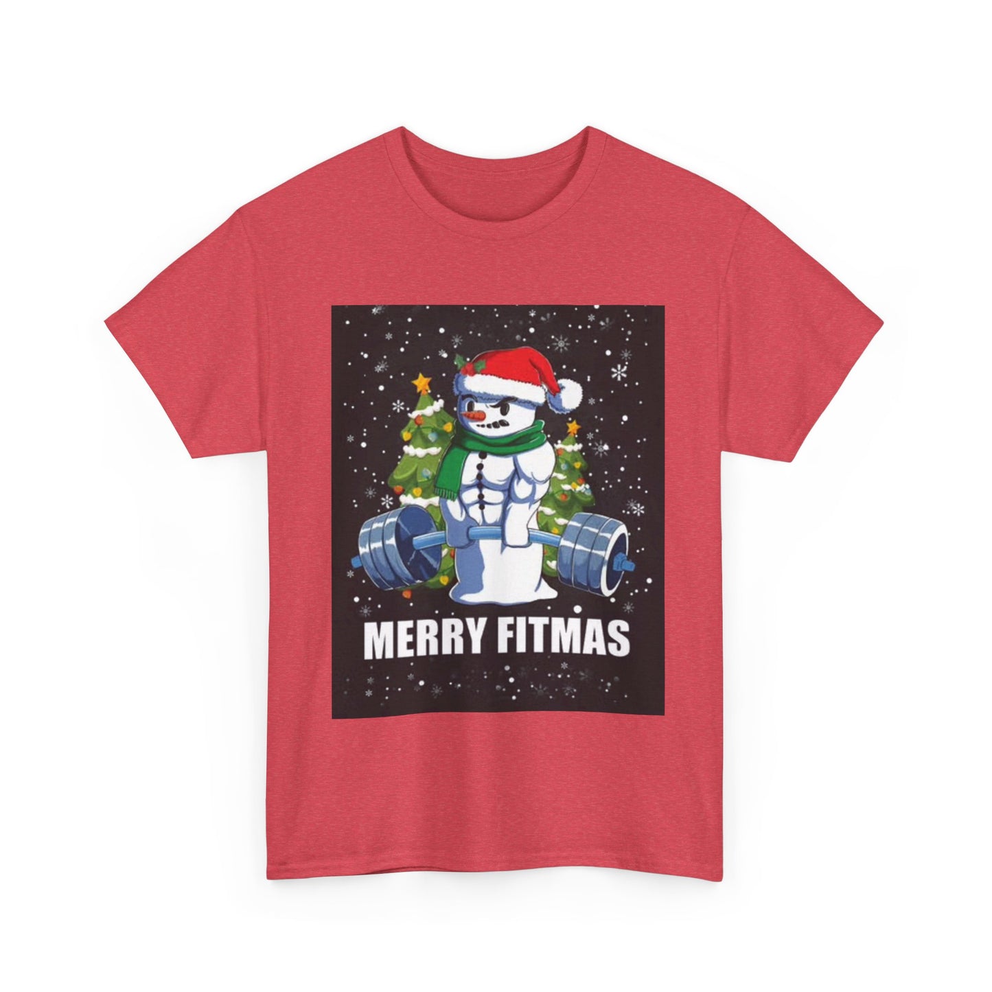 Merry Fitmas Shirt Funny Gym Snowman Christmas Gym Unisex Heavy Cotton Tee