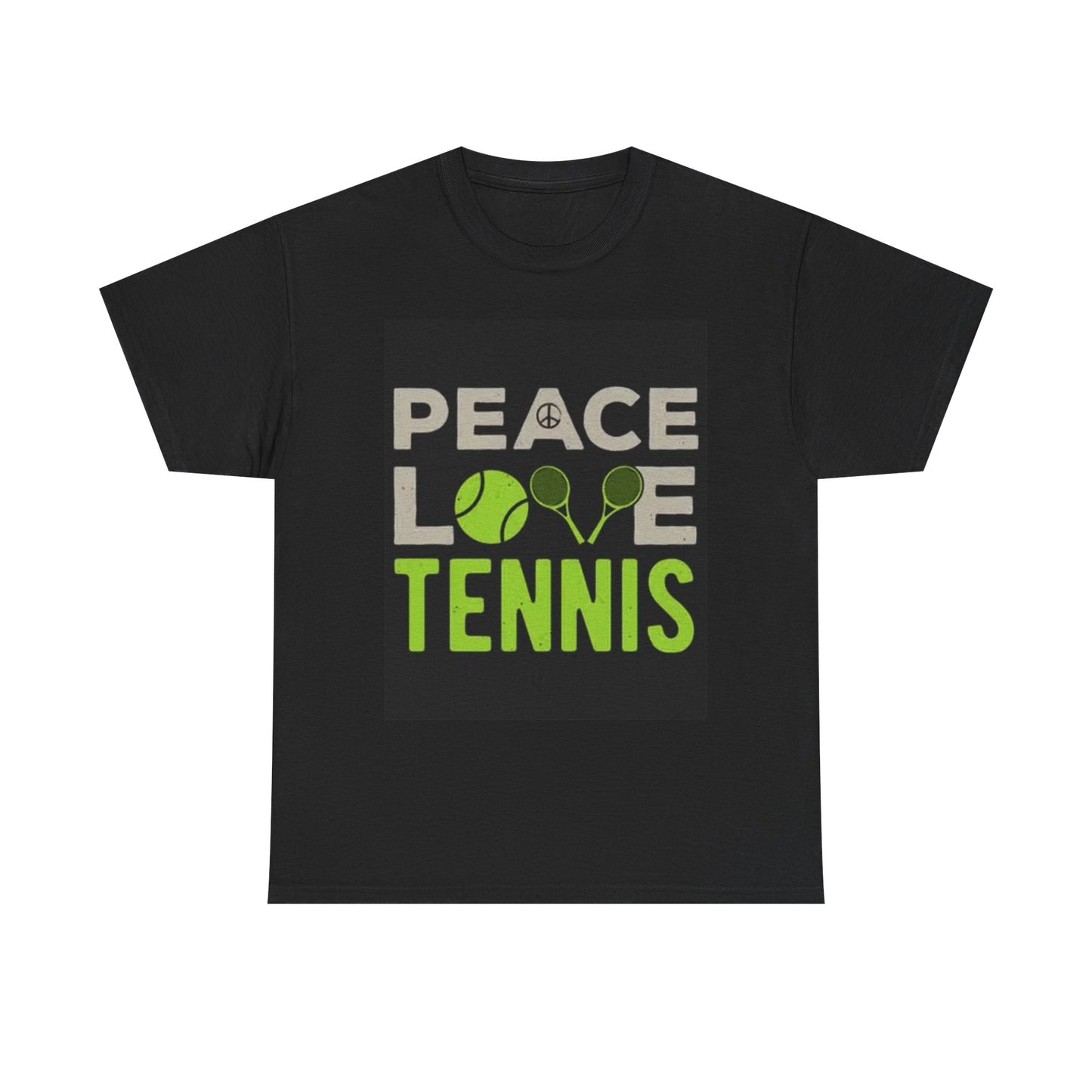 Peace Love Tennis Graphic T Shirt Funny Gift Unisex Heavy Cotton Tee