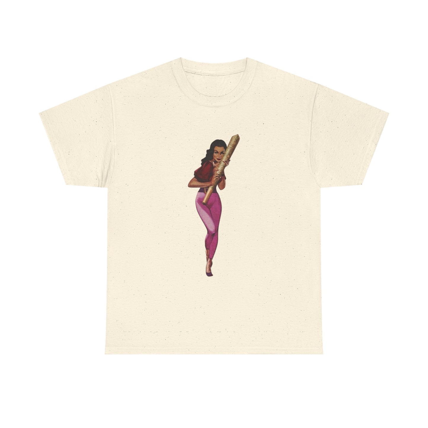 Weed Joint Hugs Vintage Pinup Graphic T-Shirt Womens Comfy Cotton Tee NEW