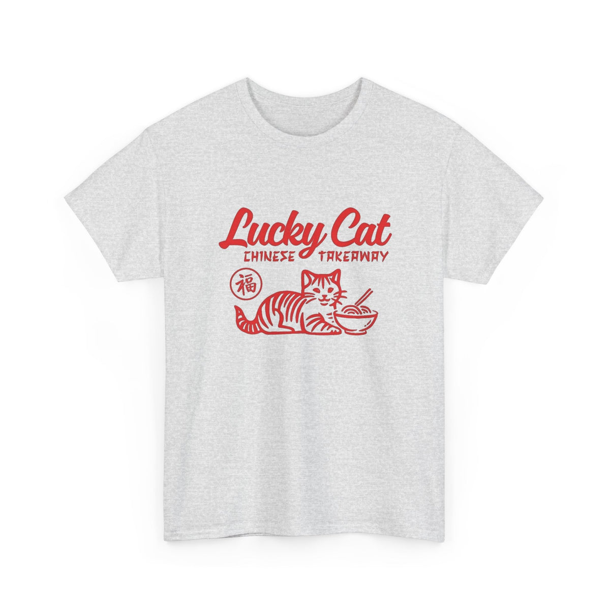 Lucky Cat Chinese Takeaway Graphic T-Shirt Men's Graphic Tee Funny Retro