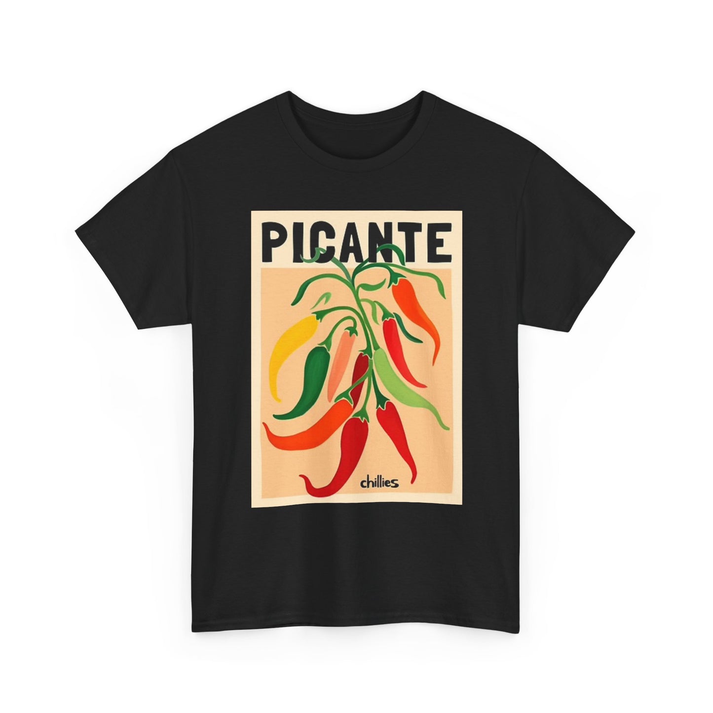 Picante Spicy Graphic T Shirt Mexican Retro Chef Unisex Heavy Cotton Tee