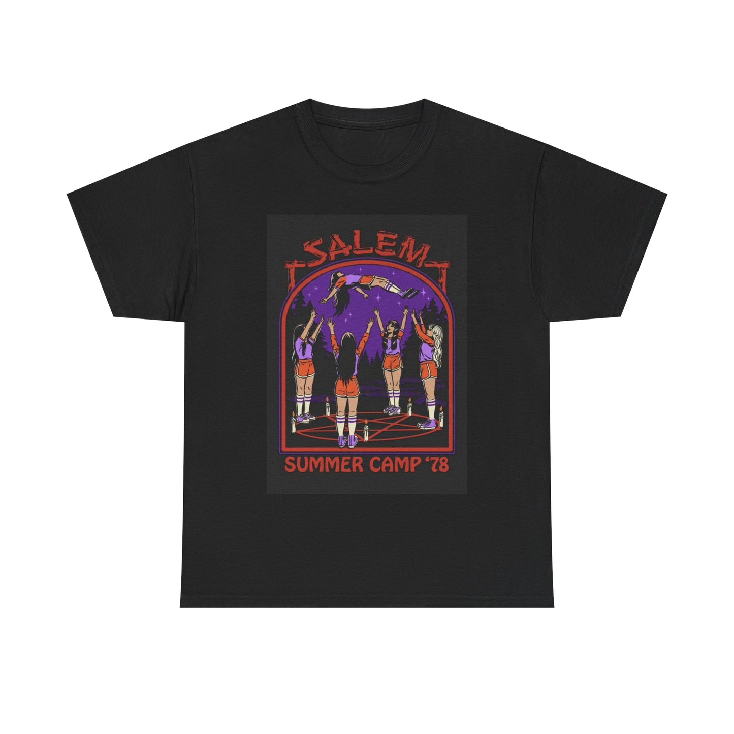 Salem Mass Tshirt Funny Satan Summer Camp Retro 80s Unisex Heavy Cotton Tee