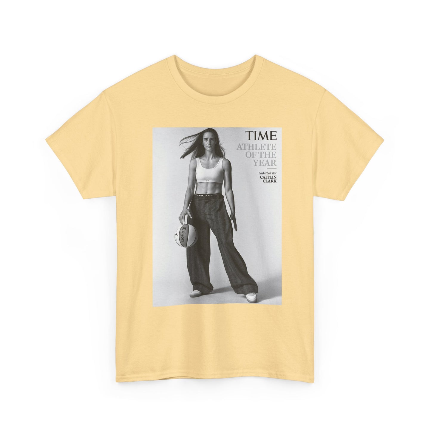Caitlyn Clark Basketball Cover Graphic T Shirt S-5XL Unisex Heavy Cotton Tee