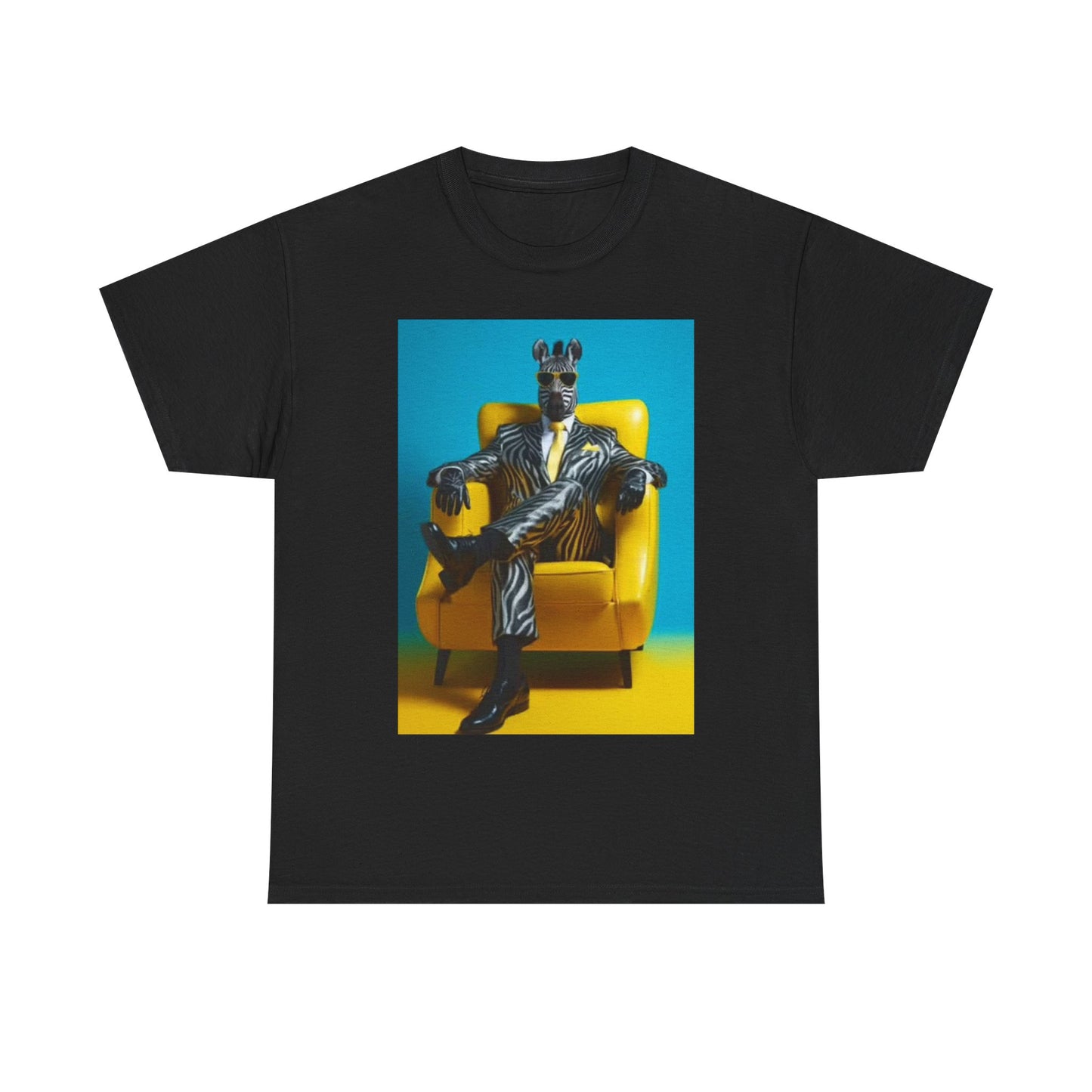 Zebra Suit Funny Picture Shirt Graphic Zoo Animals Unisex Heavy Cotton Tee