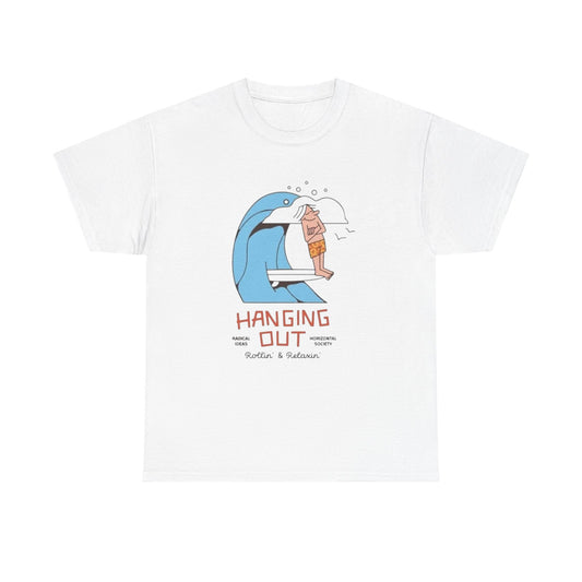 Hanging Out Surfing Graphic T Shirt Unisex Heavy Cotton Tee Gift