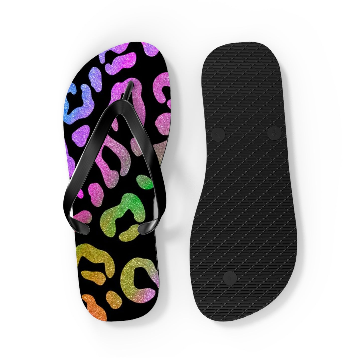 Glitter Cheetah Beach Sandals, Slides for Summer, Flip Flops, Water Resistant