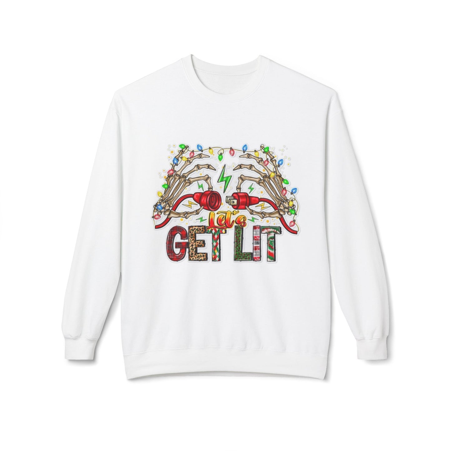 Christmas Get Lit Funny Sweater NEW Unisex Fleece Crewneck Sweatshirt