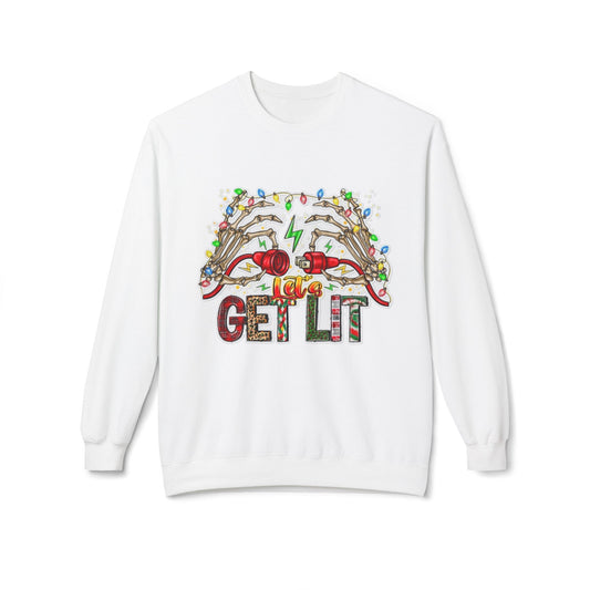 Christmas Get Lit Funny Sweater NEW Unisex Fleece Crewneck Sweatshirt