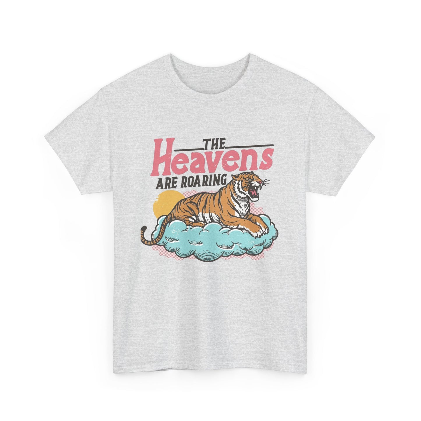 The Heavens Are Roaring Tiger Retro Graphic T Shirt Regular Men's Heavy Cotton Tee