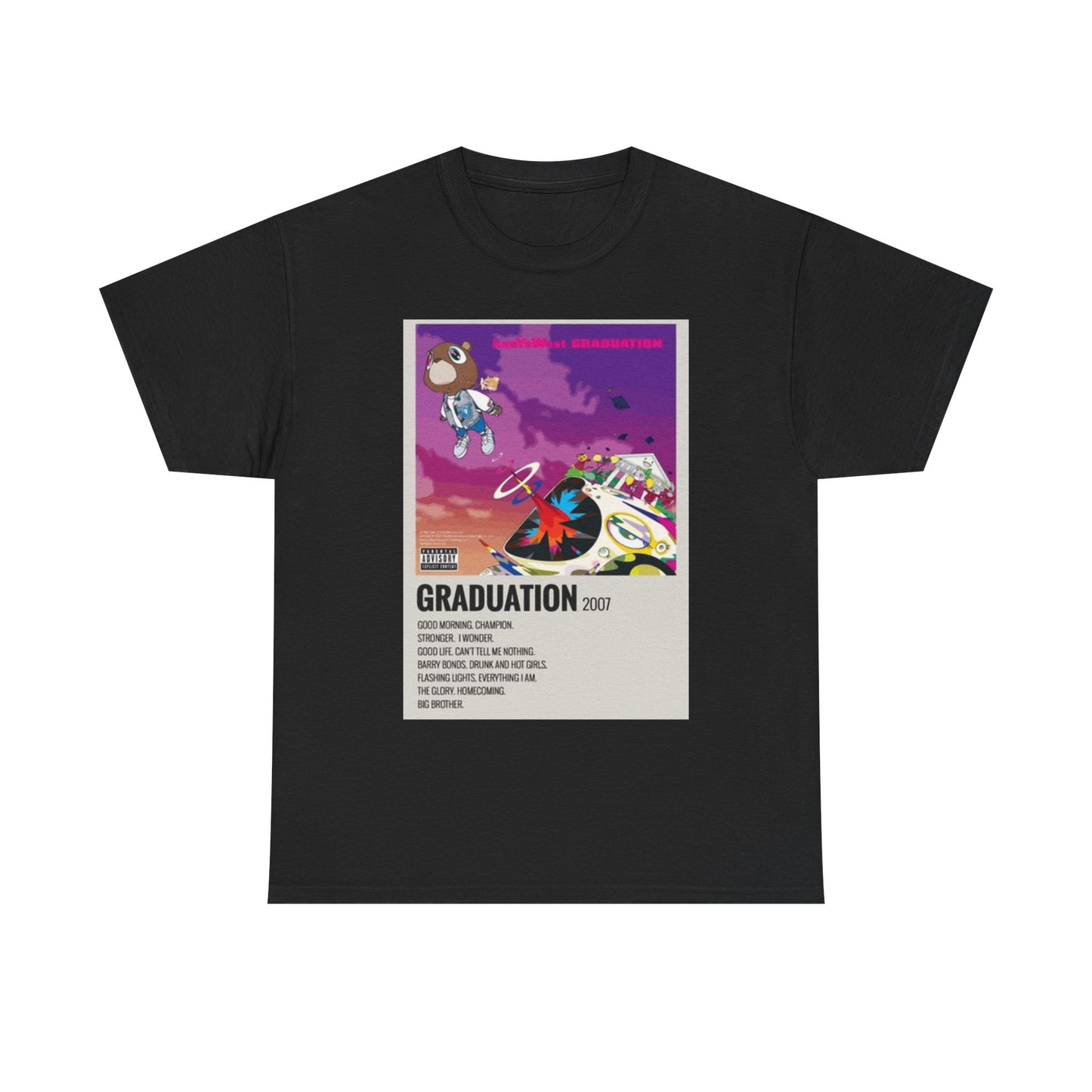 Kanye Graduation Graphic T Shirt Retro Album Poster Unisex Heavy Cotton Tee