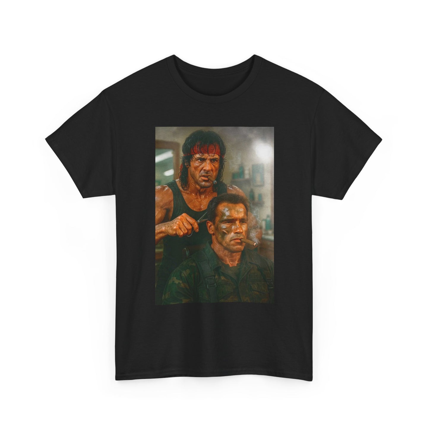 Rambo And Commando Funny Graphic T Shirt Vintage Unisex Heavy Cotton Tee