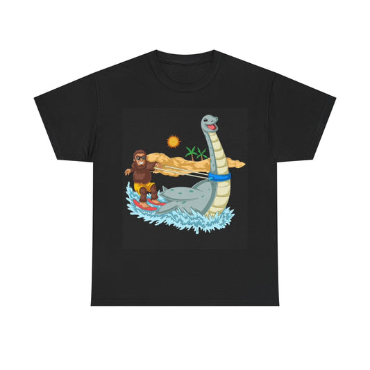 Sasquatch Wake boarding Monster Shirt Funny Graphic Beach Unisex Heavy Cotton