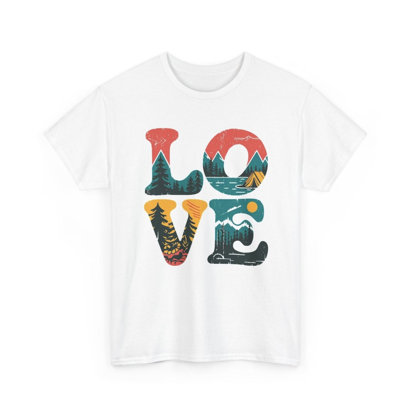 Love Outdoors Camping Graphic T Shirt Men's Heavy Cotton Tee