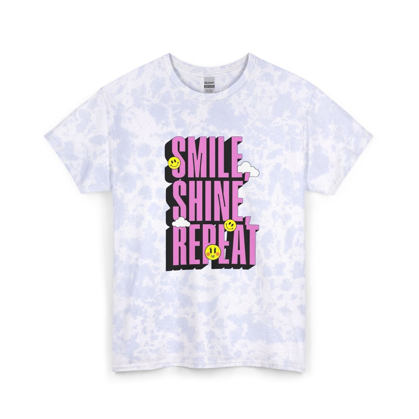 Smile Shine Repeat Graphic T Shirt Unisex Tie Dye Cotton Tee Gift