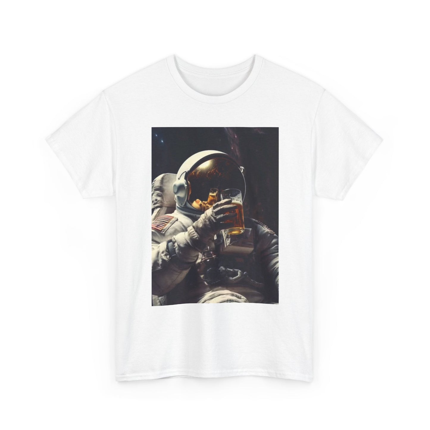 Space Beers T Shirt Funny Astronaut Graphic Retro Comedy Unisex Heavy Cotton Tee