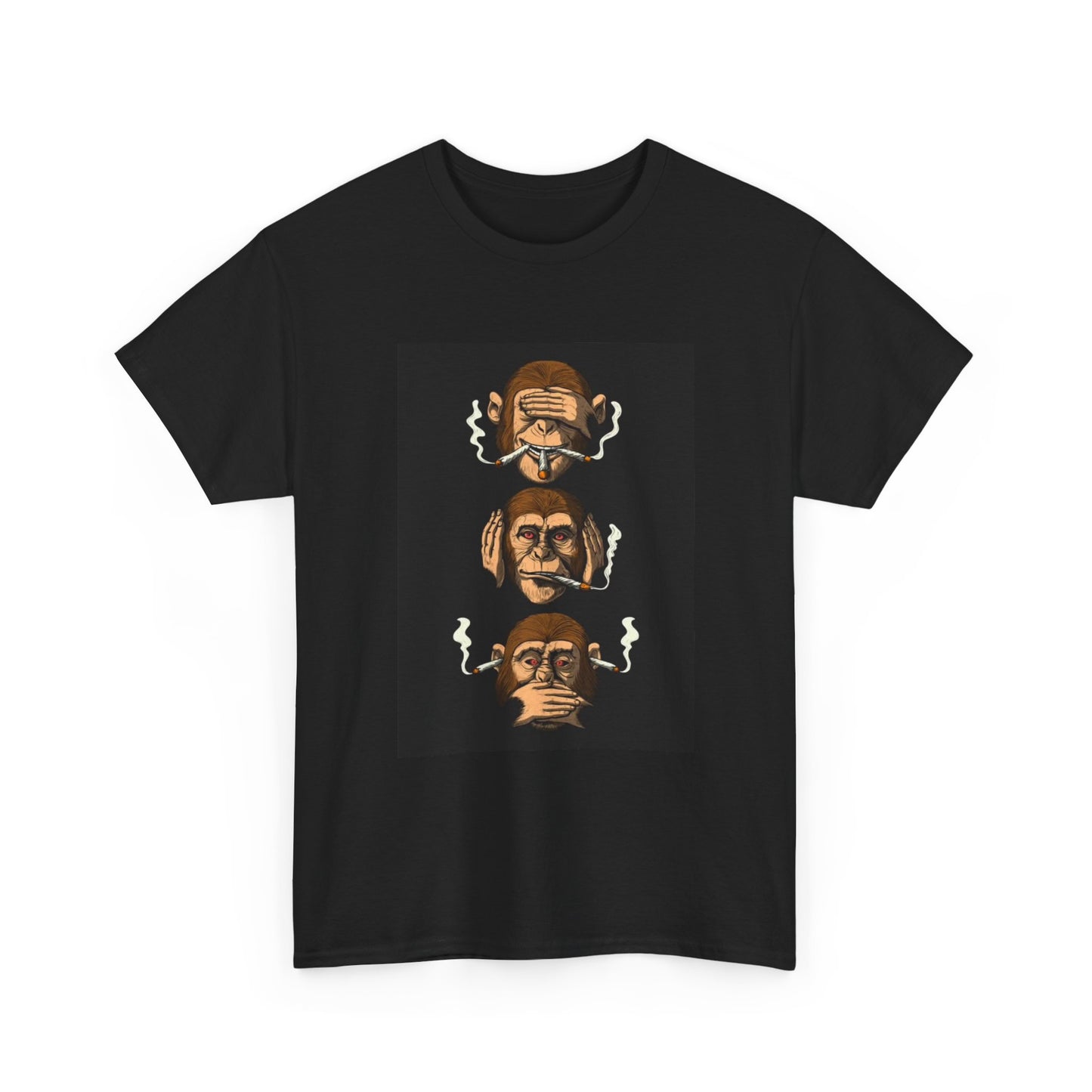 See No Evil Tshirt Three monkeys weed funny graphic Unisex Heavy Cotton Tee