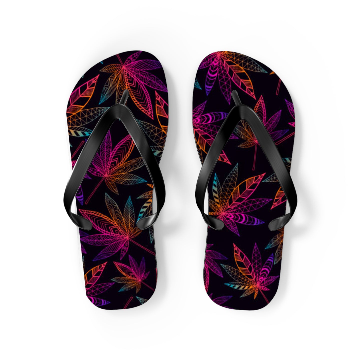 WAVES And SUN Co Sandals Weed Leaf - Flip Flops -Slides Summer Beach BRAND NEW