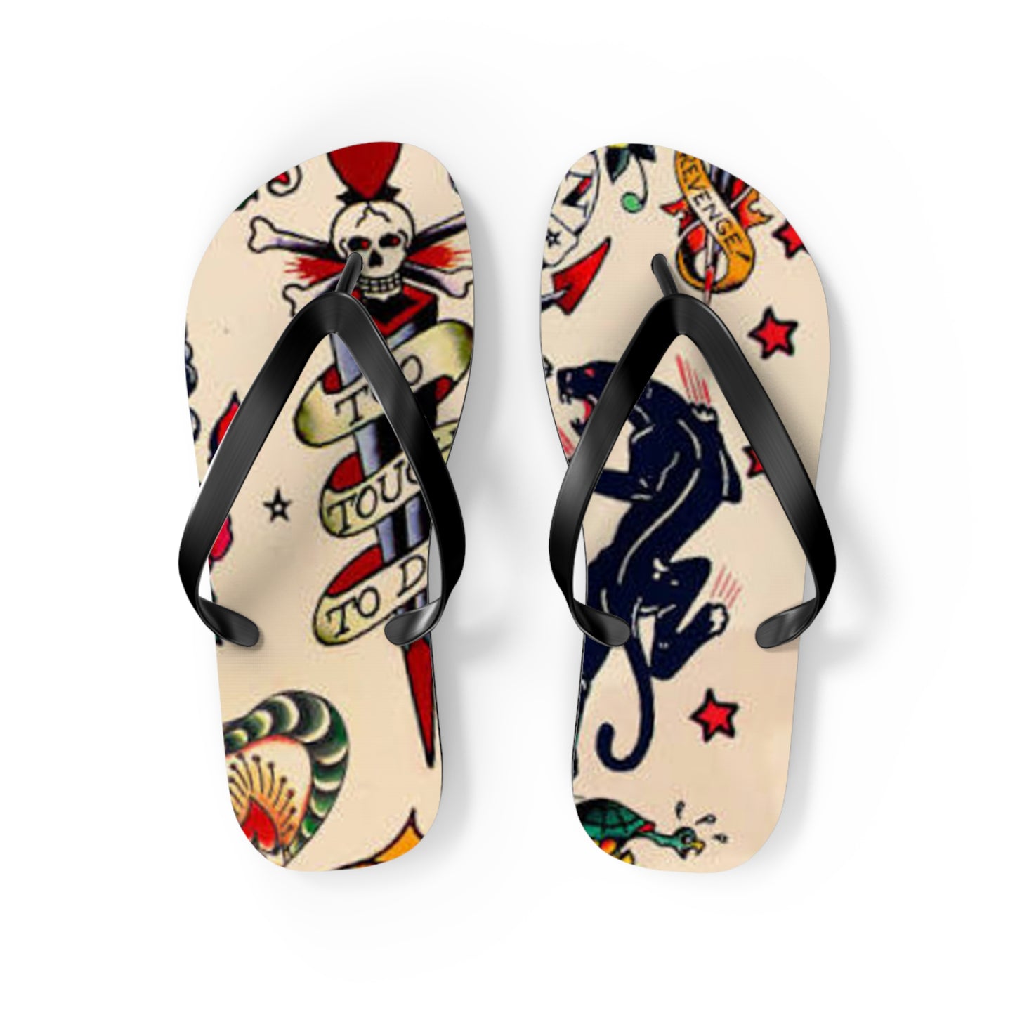 Sailor Jerry Tattoos Sandals, Beach Shoes, Vacation Flip Flops, Pool Slides