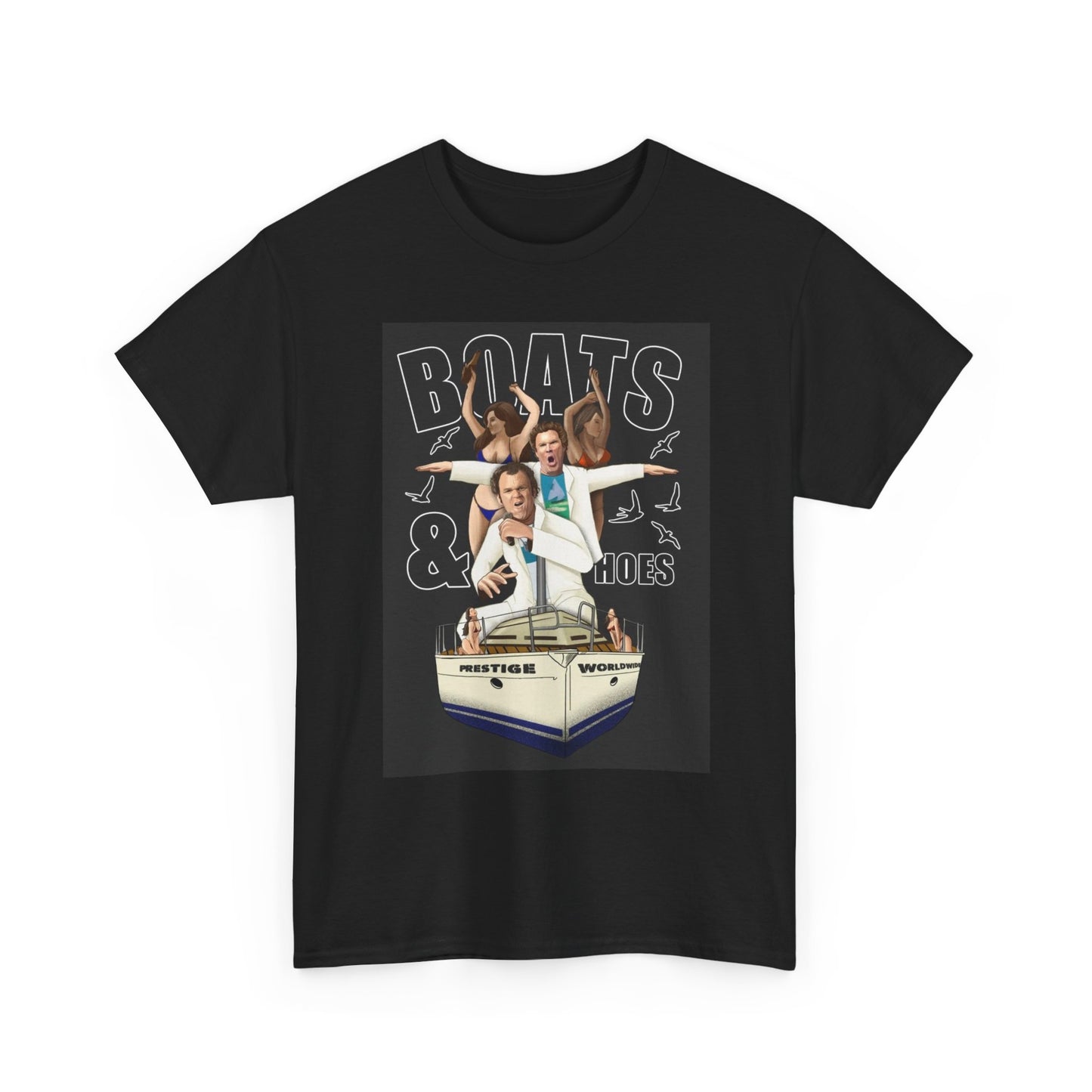 Boats And Hoes Graphic T Shirt Stepbrothers Retro Unisex Heavy Cotton Tee