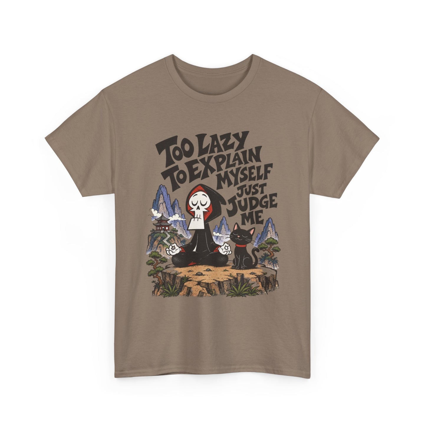 Too Lazy To Explain Myself Funny Graphic T Shirt Men's Heavy Cotton Tee