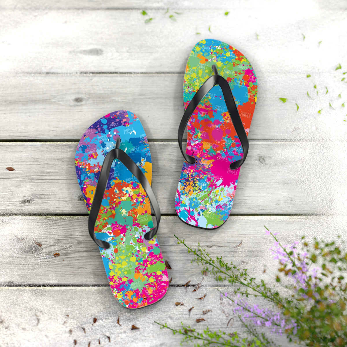 Paint Splatter Flip Flops, Sandals Slides, Summer Footwear, Brand New