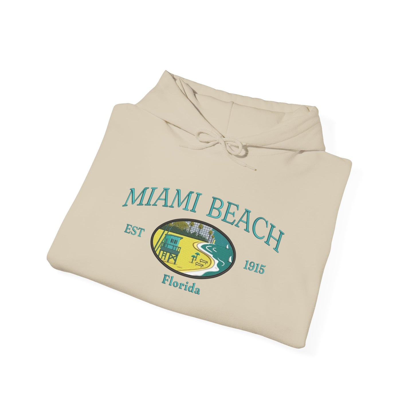 Miami Beach Graphic Hoodie Heavy Blend Sweatshirt NEW