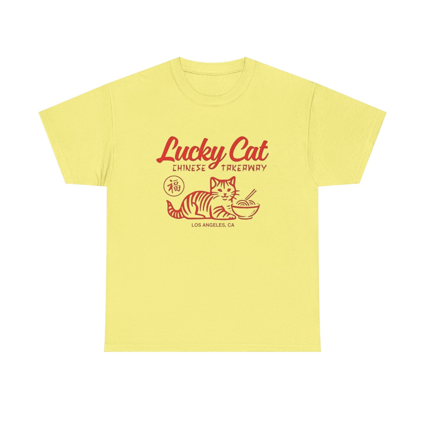 Lucky Cat Chinese Takeaway Graphic T Shirt NEW ADULT TEE Cotton
