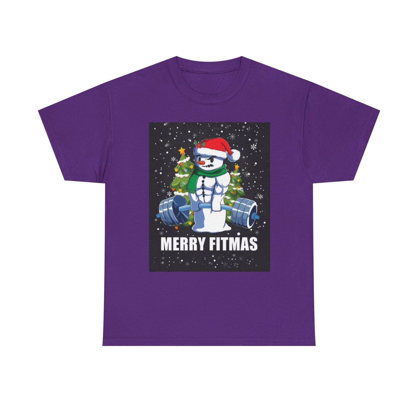 Merry Fitmas Shirt Funny Gym Snowman Christmas Gym Unisex Heavy Cotton Tee