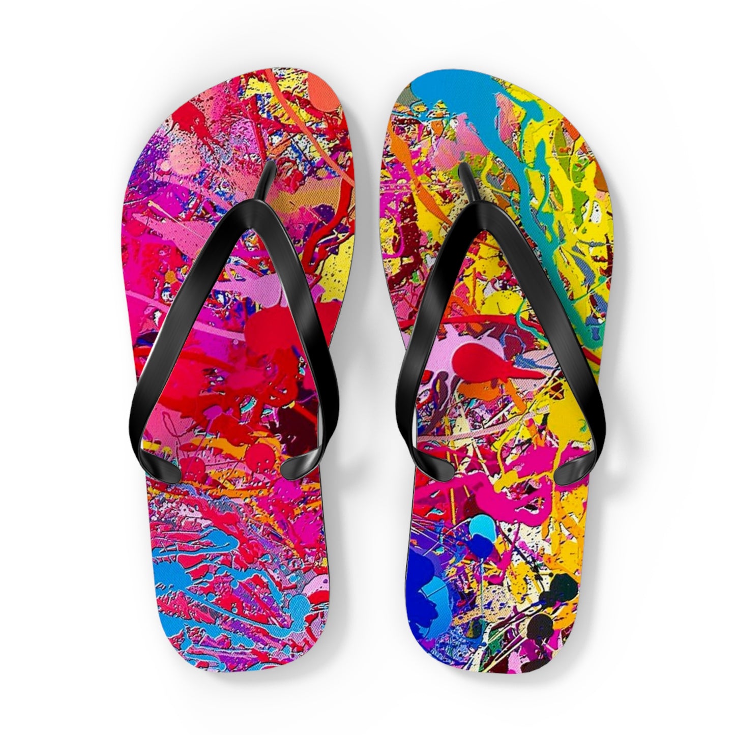 Paint Splatter Mix Flip Flops, Sandals Slides, Summer Footwear, Brand New
