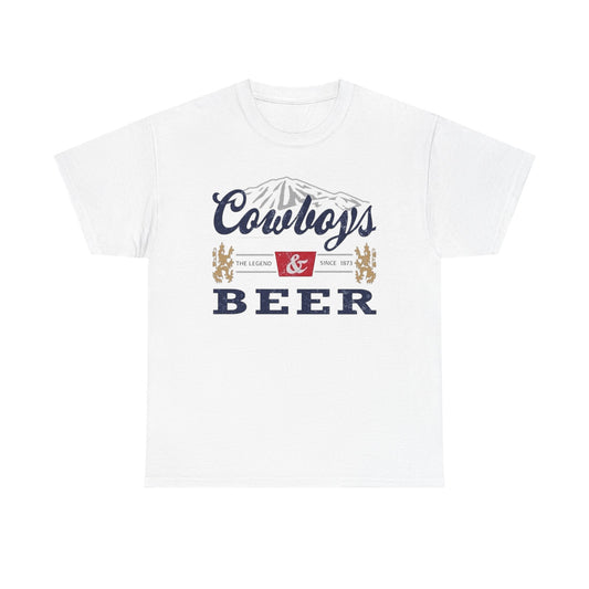 Cowboys And Beer Graphic T Shirt ALL SIZES Tee Unisex Heavy Cotton