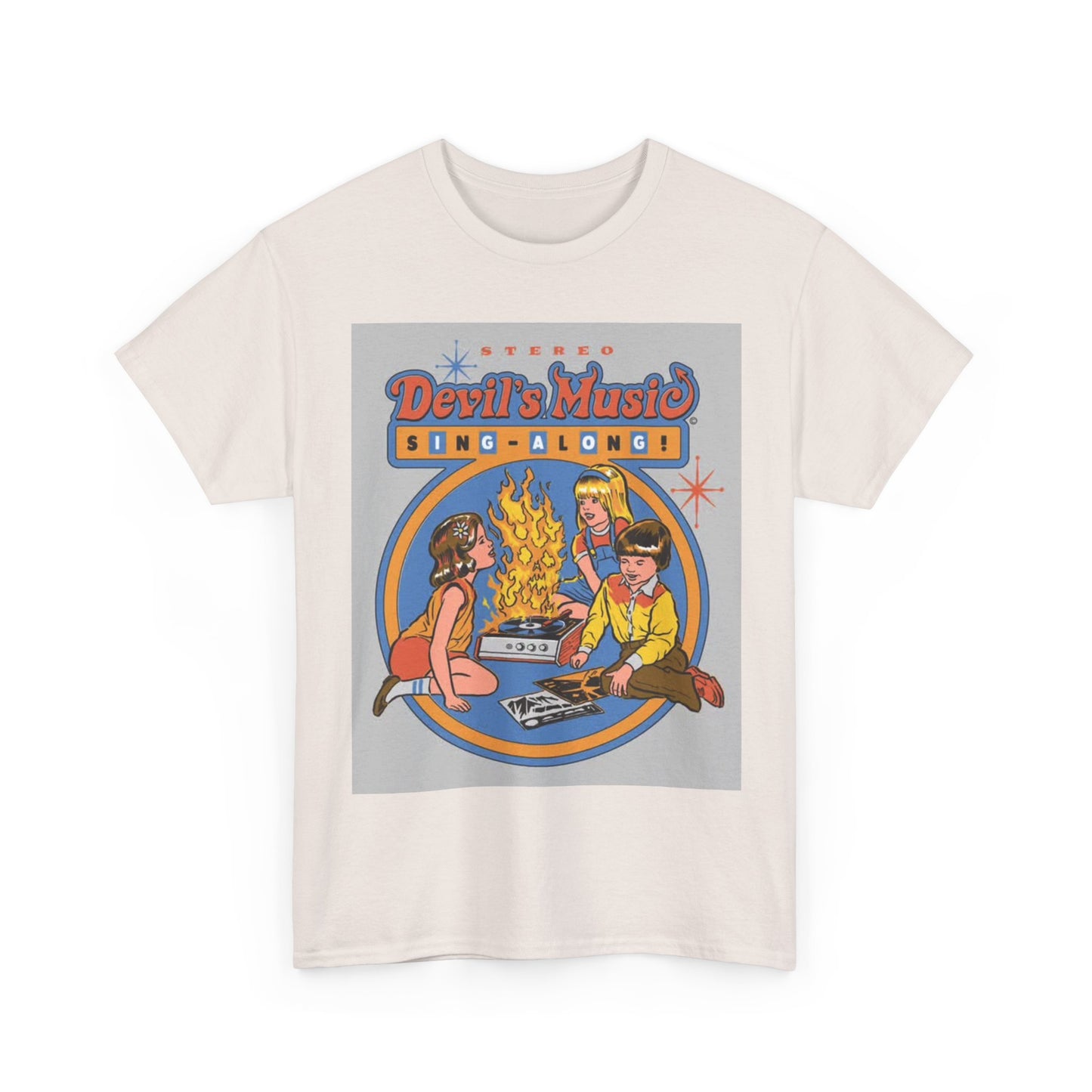 Devils Music Tshirt Funny 80s retro Art Unisex Heavy Cotton Tee