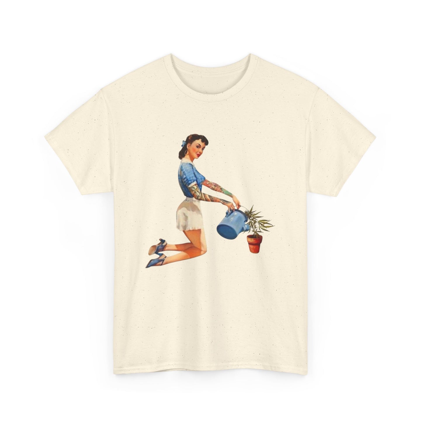 Pinup Model Weeds Graphic T-Shirt Womens Comfy Cotton Tee NEW