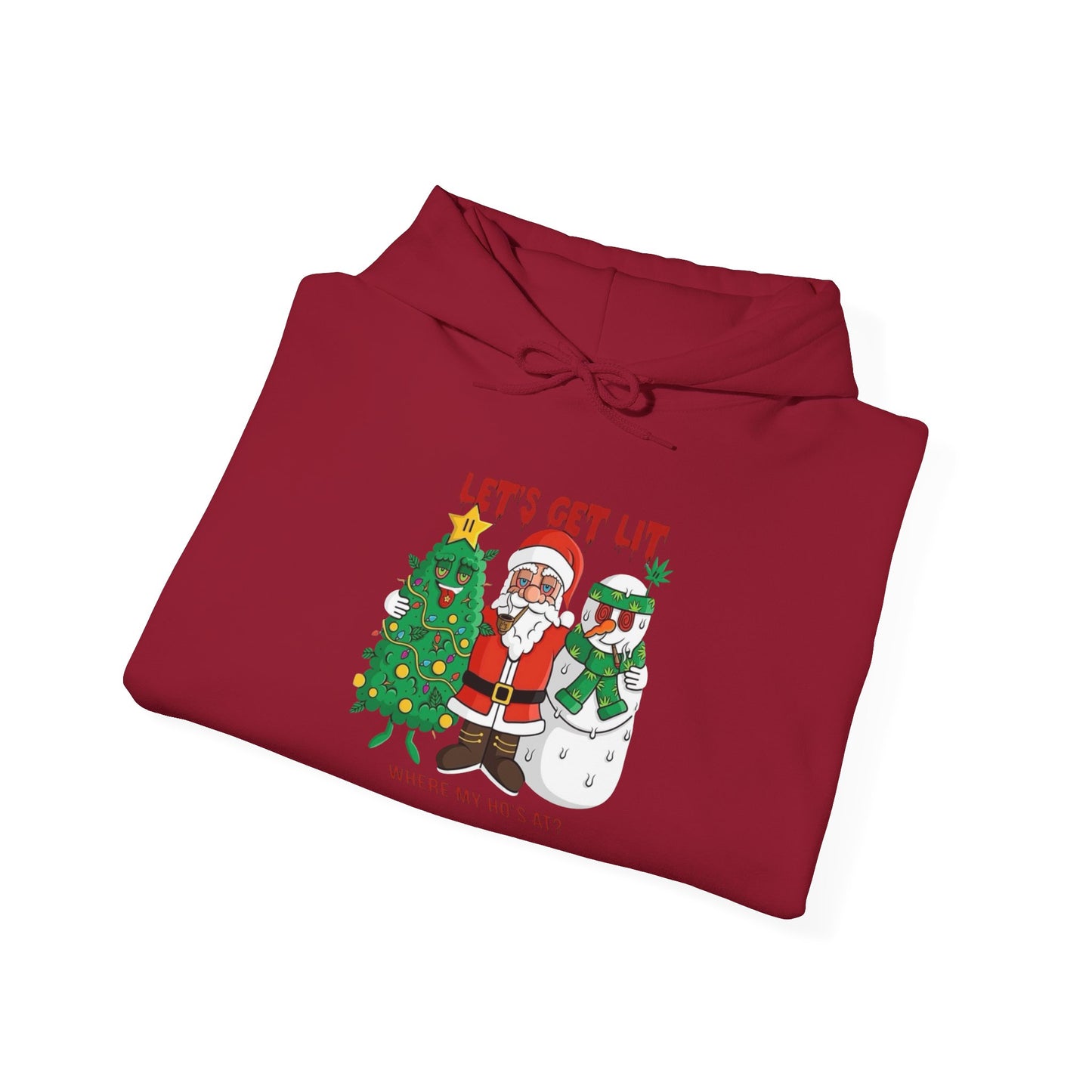 Lets Get Lit Santa Funny Graphic Hoodie NEW Unisex Heavy Blend Hooded Sweatshirt