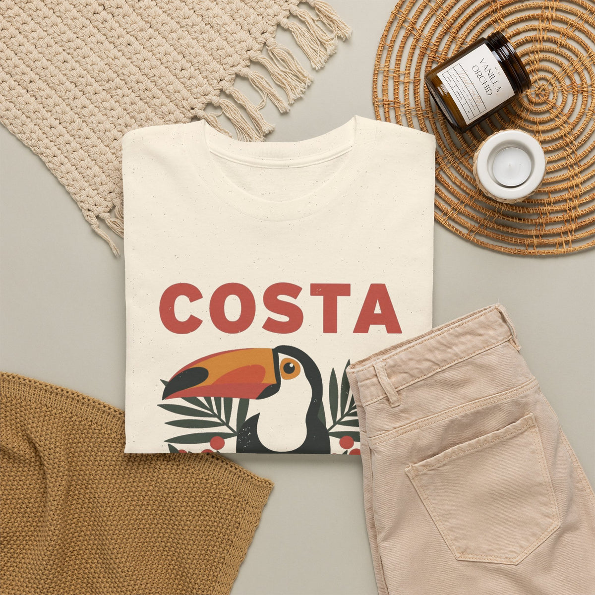 Costa Rica Graphic T Shirt Retro 80's Men's Heavy Cotton Tee
