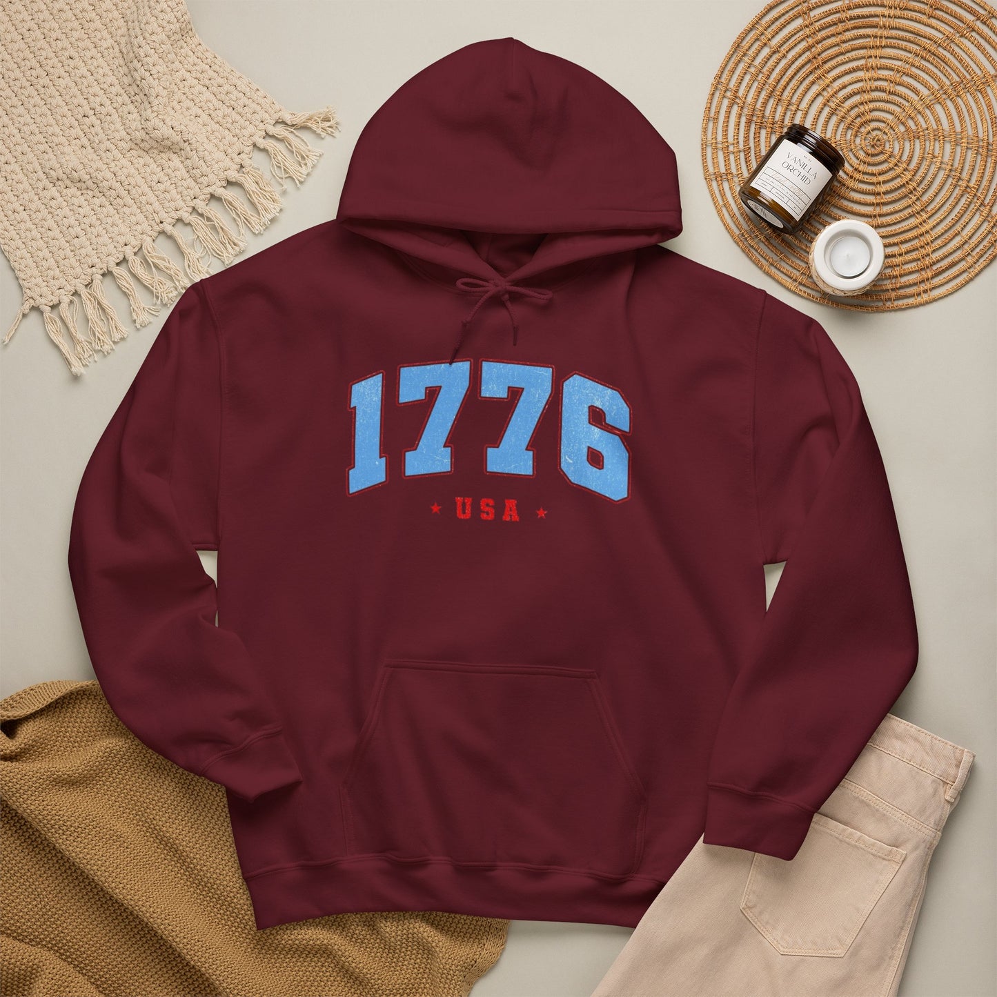 1776 USA Retro America Graphic Hoodie Men's Heavy Blend™ Hooded Sweatshirt