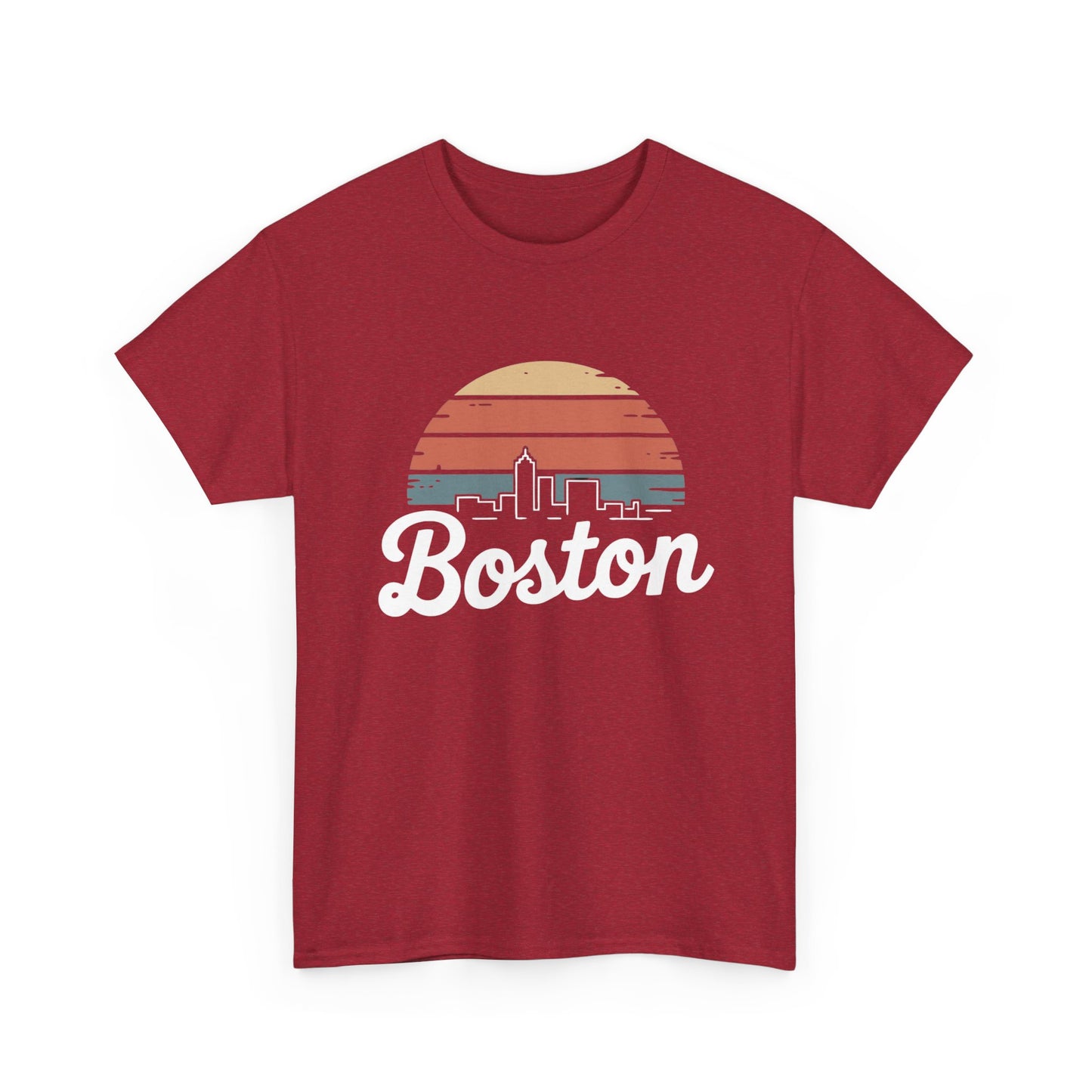 Boston Mass Skyline Graphic T Shirt NEW GIFT Unisex Heavy Cotton Tee