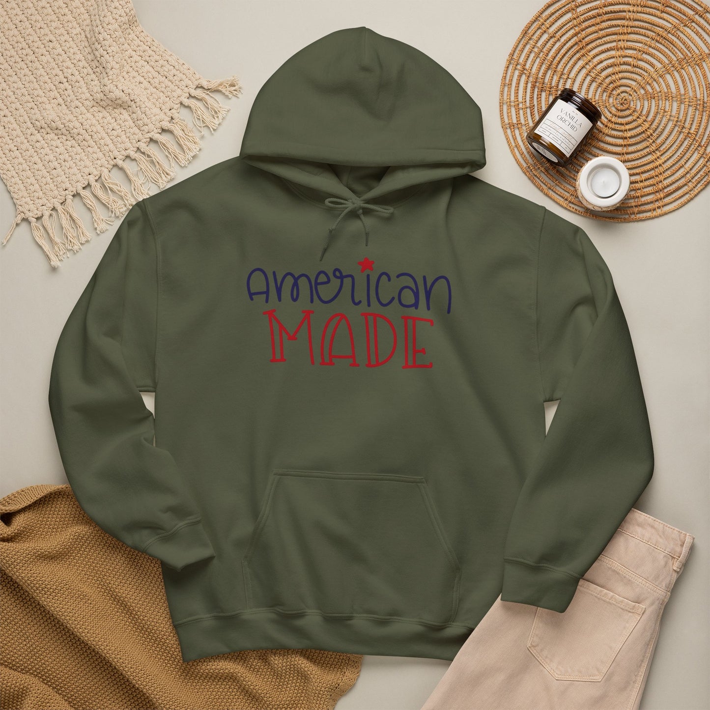 American Made USA Retro Graphic Hoodie Men's Heavy Blend™ Hooded Sweatshirt