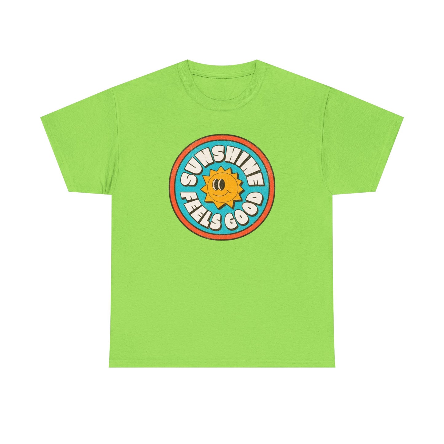 Sunshine Feels Good Graphic T Shirt Happy Smiles Unisex Heavy Cotton Tee