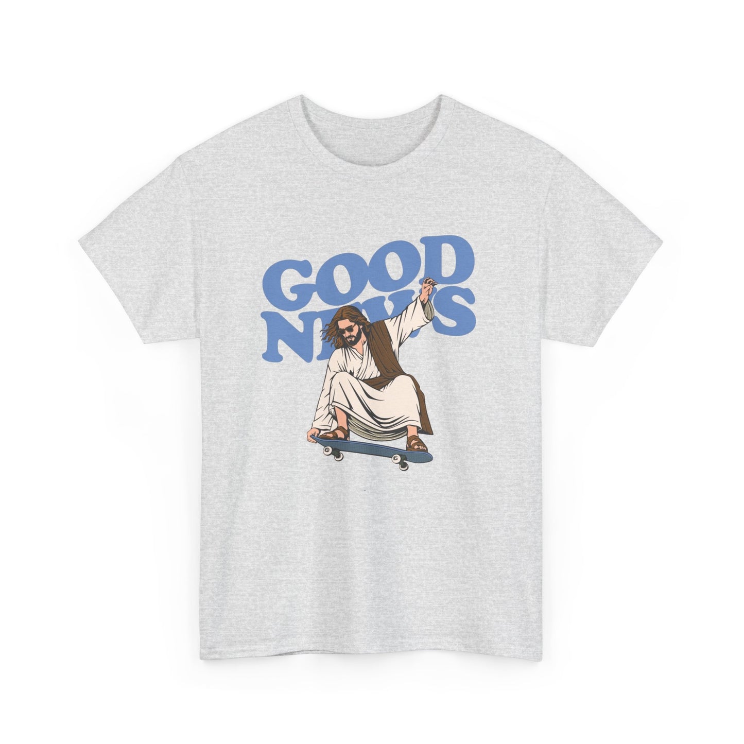 Good News Jesus Skateboarding Graphic T Shirt Men's Heavy Cotton Tee - Quality - Modern True to Size