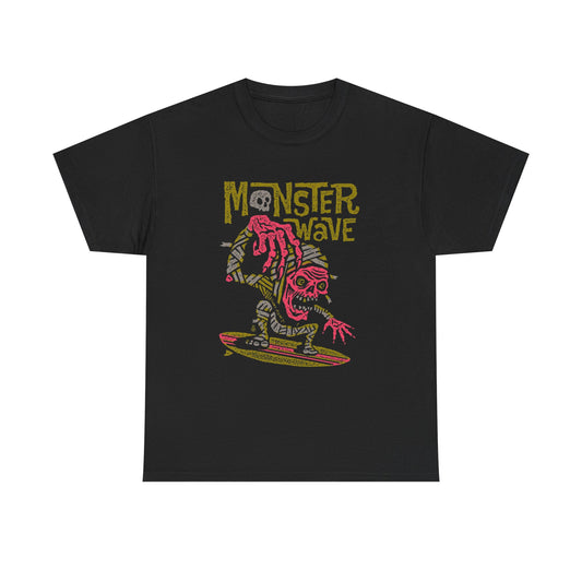 Monster Wave Surfing Graphic T-Shirt Comfy Cotton Tee Brand NEW