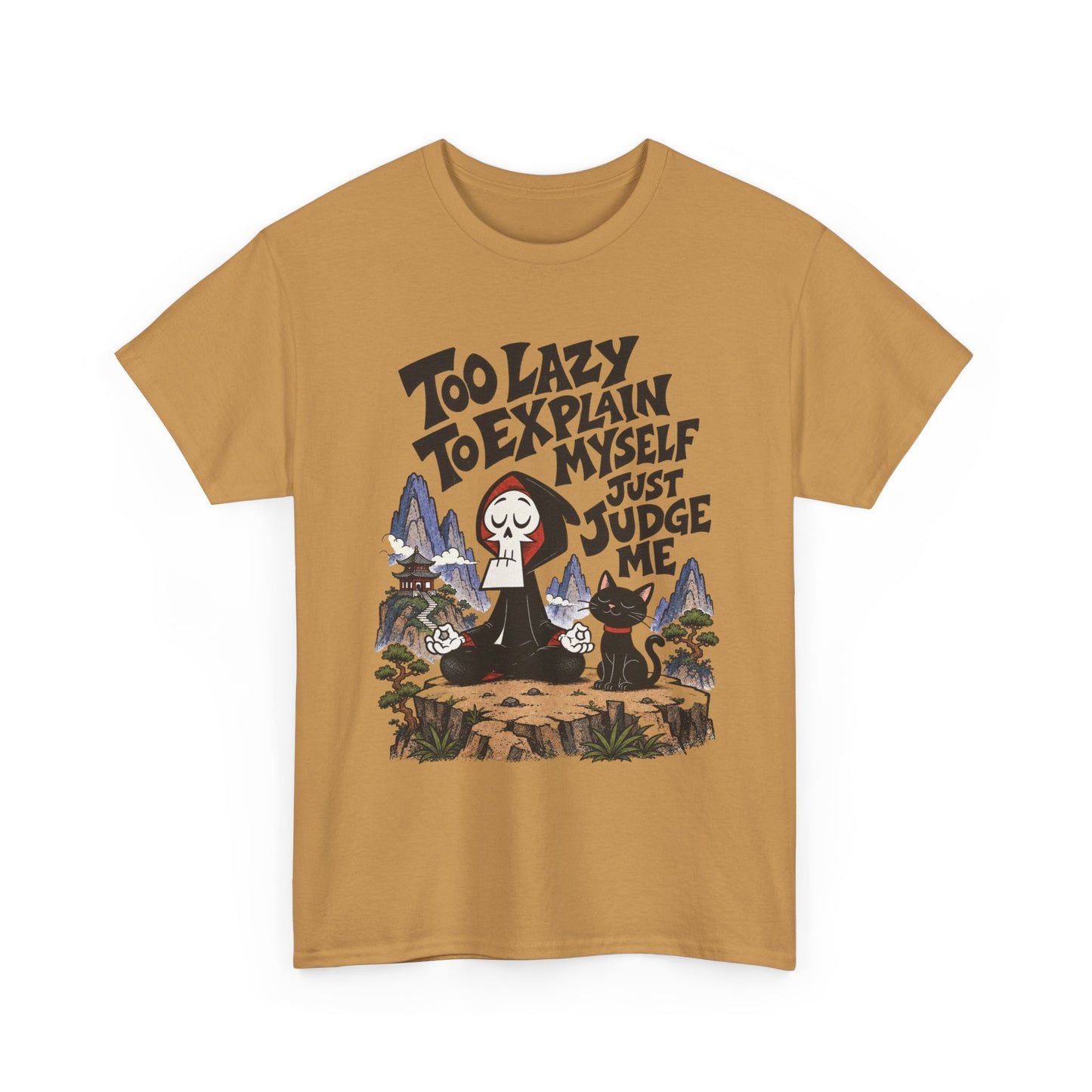 Too Lazy To Explain Myself Funny Graphic T Shirt Men's Heavy Cotton Tee