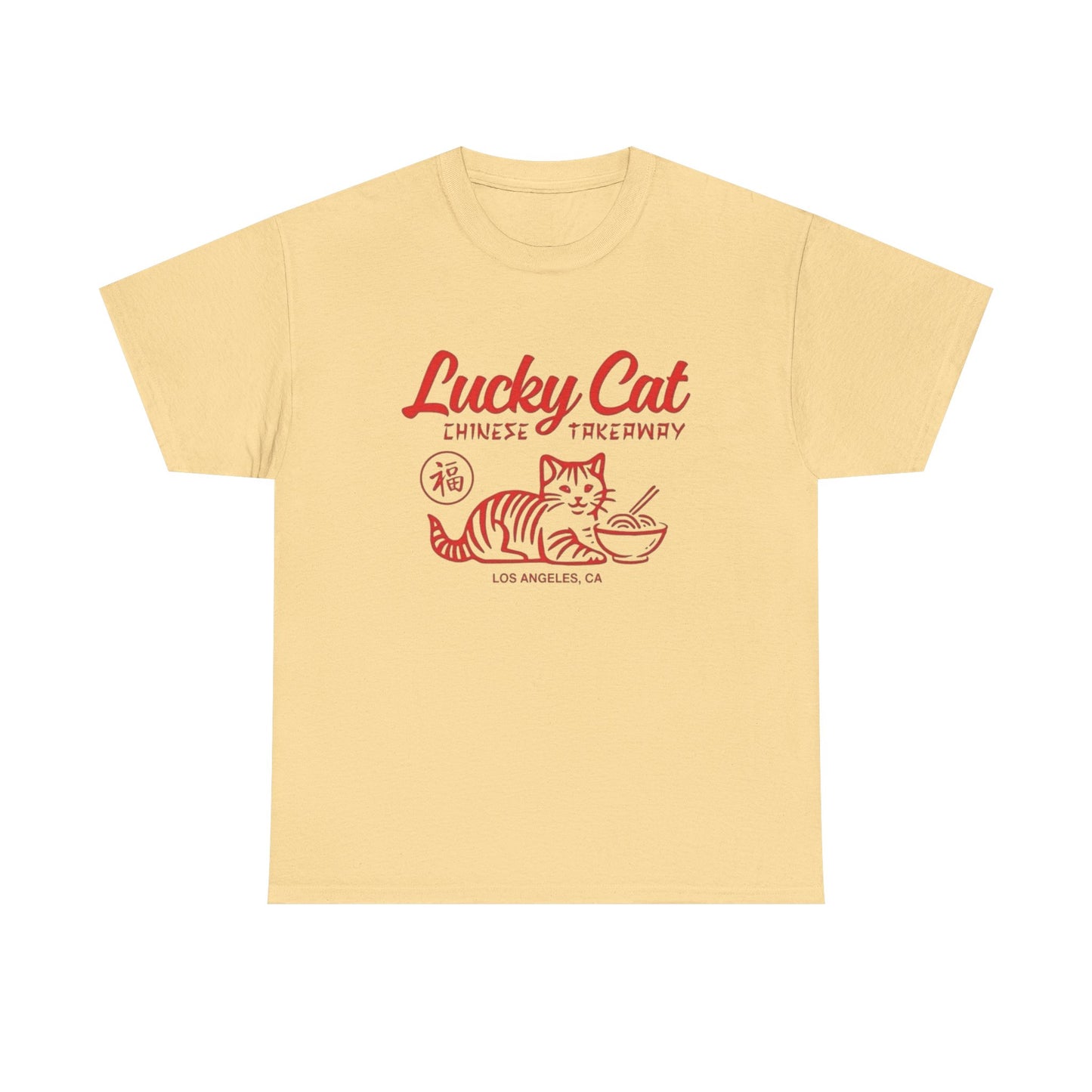 Lucky Cat Chinese Takeaway Graphic T Shirt NEW ADULT TEE Cotton