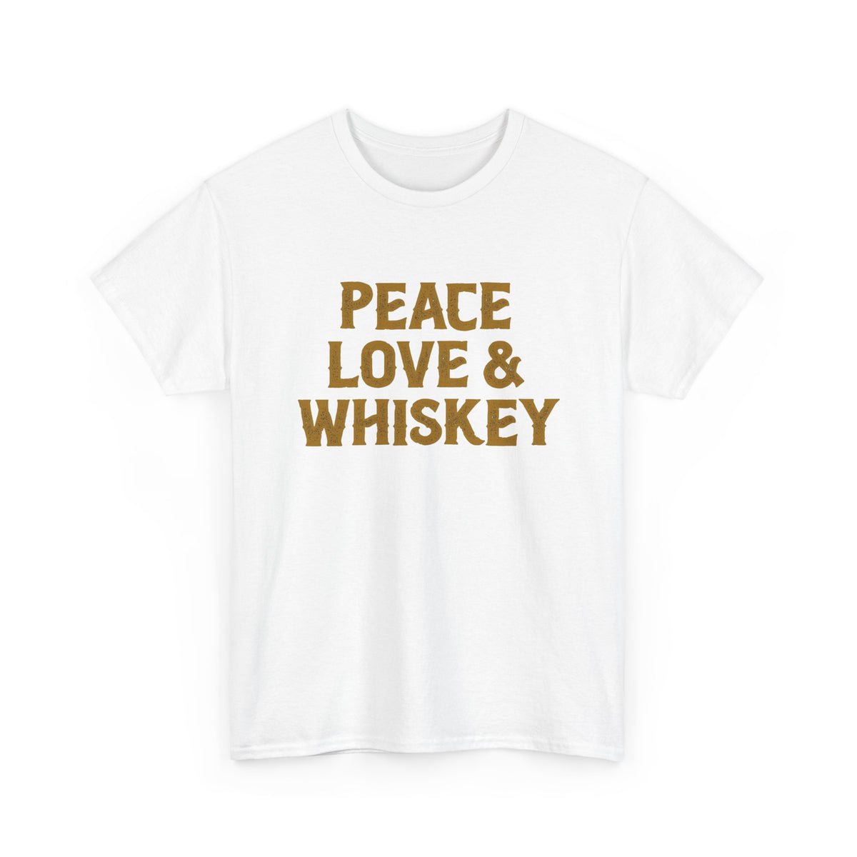 Peace Love And Whiskey Graphic T Shirt Men's Classic Heavy Cotton Tee