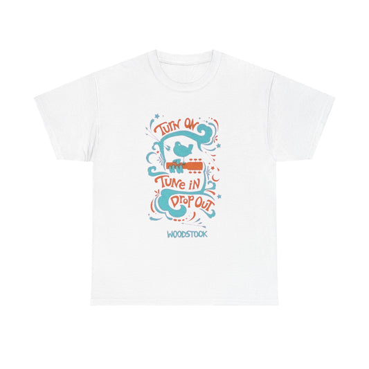 Tune In Woodstock Festival Graphic T-Shirt Cotton Tee New Gift Vintage